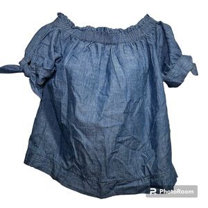 J. Crew Chambray Off the Shoulder Top Size 8
